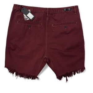 Man x One Teaspoon Mr‎ Pinks Rise Relaxed Tapered Jean Shorts Burgundy Mens 32